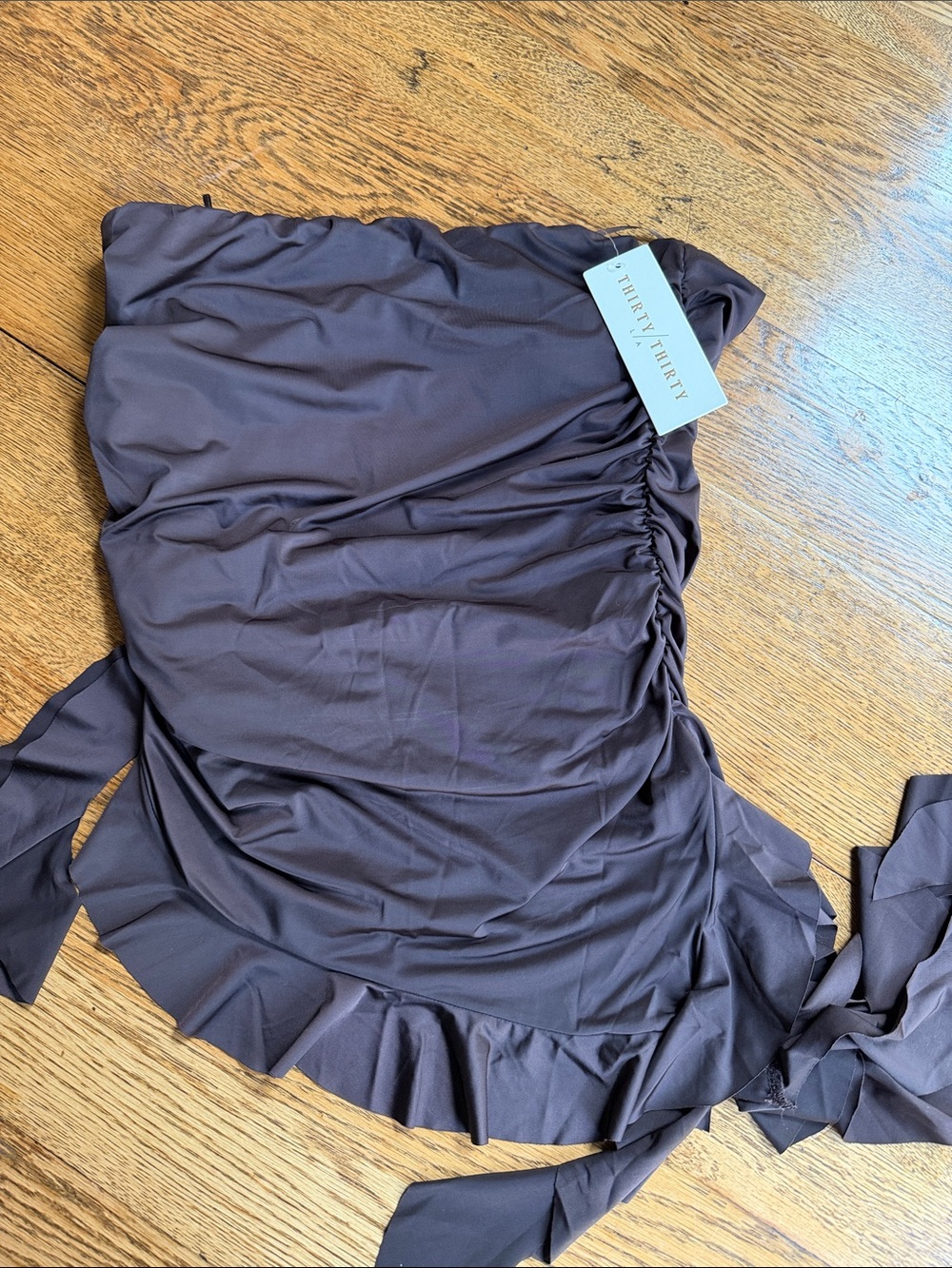 Thirty-Twenty Ruched Strapless Tank Top in Deep Plum